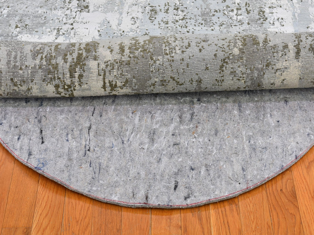 6'1" x 6'1" New Hand Knotted Blue Wool & Silk Rectangle Oriental Rug - MOA10266728