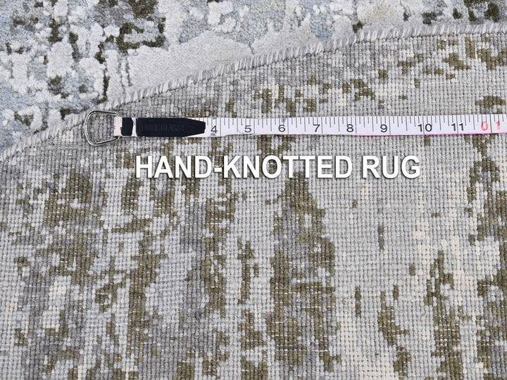6'1" x 6'1" New Hand Knotted Blue Wool & Silk Rectangle Oriental Rug - MOA10266728