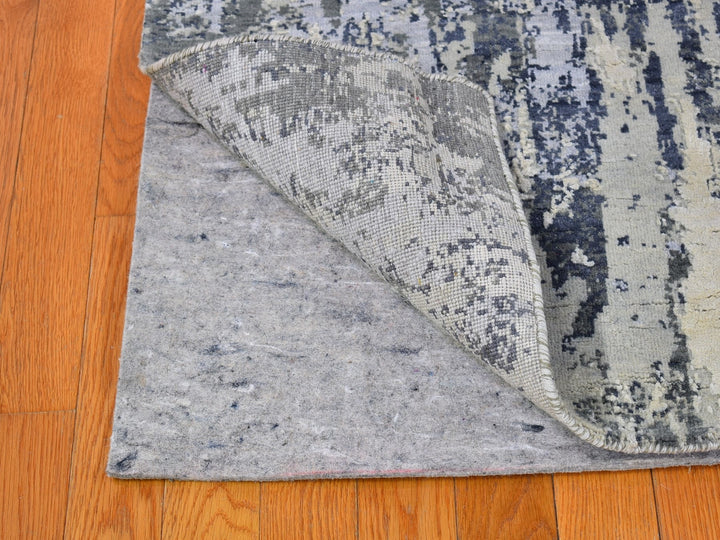 8'2" x 10'2" New Hand Knotted Grey Wool & Silk Rectangle Oriental Rug - MOA10266741