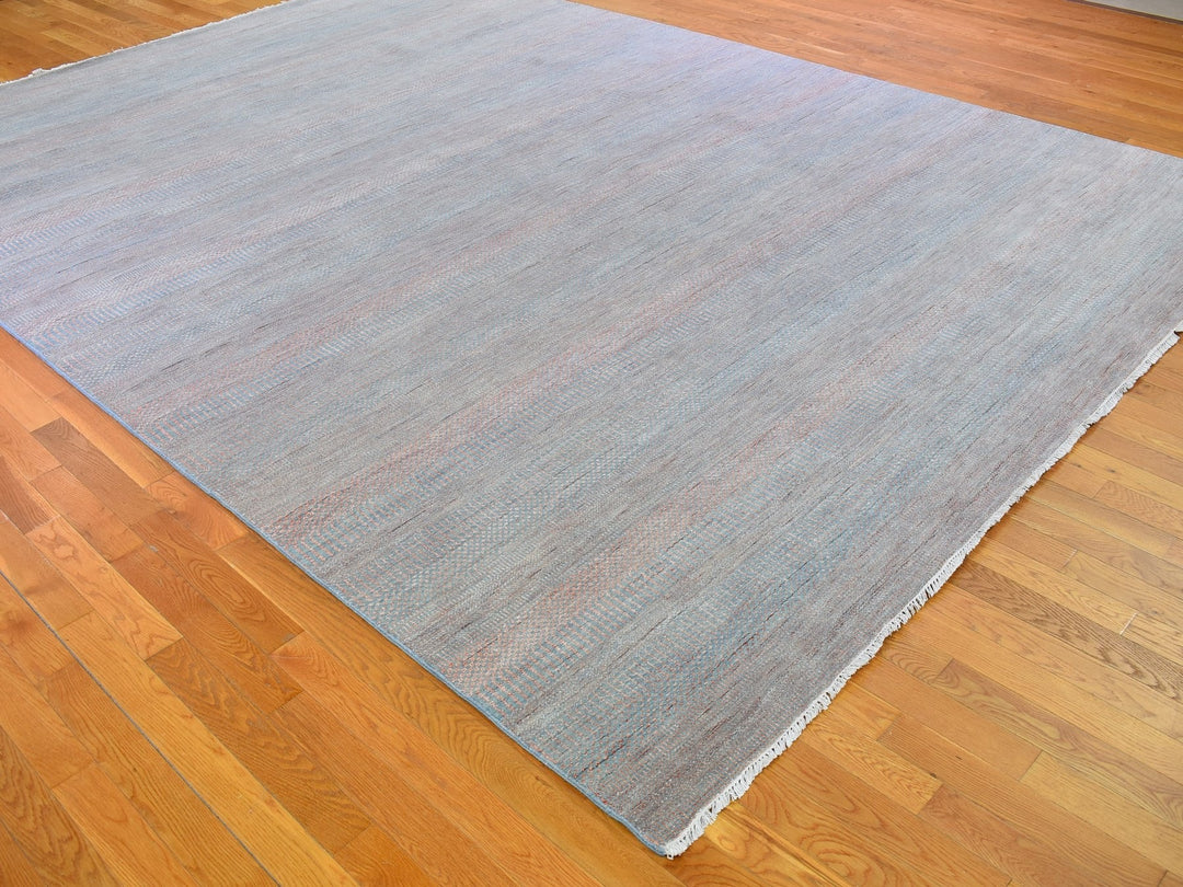 10'0" x 14'2" New Hand Knotted Blue Wool & Silk Rectangle Oriental Rug - MOA10266744