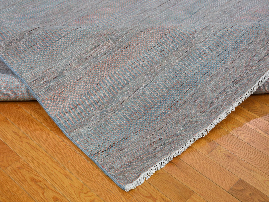 10'0" x 14'2" New Hand Knotted Blue Wool & Silk Rectangle Oriental Rug - MOA10266744