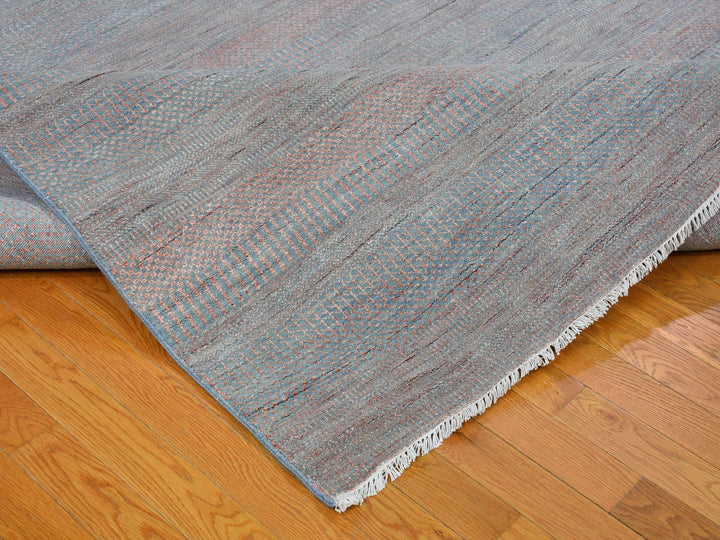 10'0" x 14'2" New Hand Knotted Blue Wool & Silk Rectangle Oriental Rug - MOA10266744