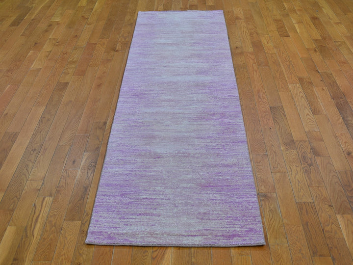 2'7" x 10'3" New Hand Knotted Pink Wool Runner Oriental Rug - MOA10266754