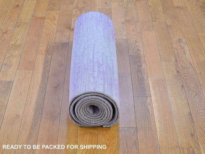 2'7" x 10'3" New Hand Knotted Pink Wool Runner Oriental Rug - MOA10266754