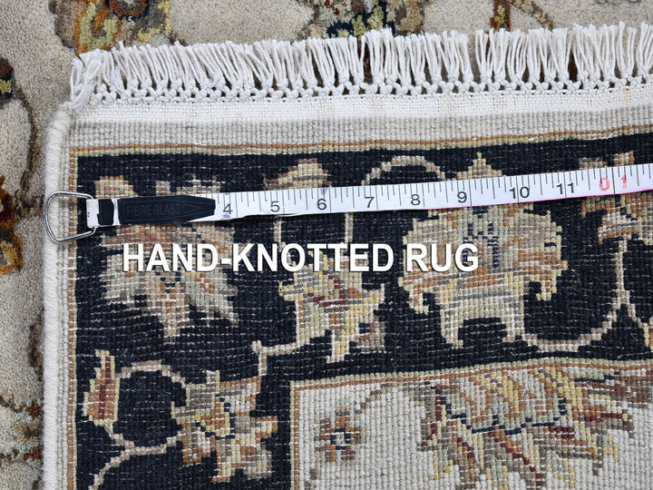 2'7" x 9'10" New Hand Knotted Ivory Wool & Silk Runner Oriental Rug - MOA10266768