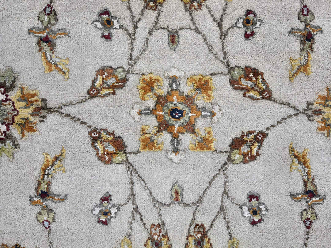 4'0" x 6'0" New Hand Knotted Ivory Wool & Silk Rectangle Oriental Rug - MOA10266779