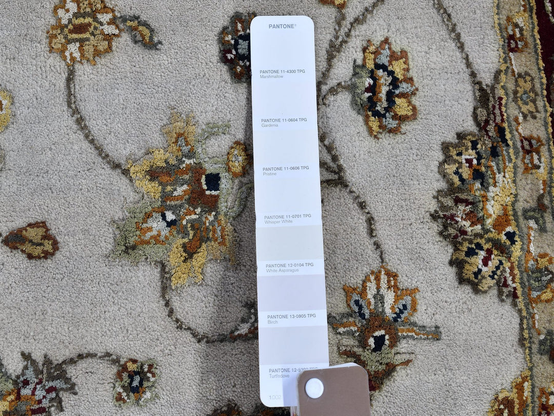 4'0" x 6'0" New Hand Knotted Ivory Wool & Silk Rectangle Oriental Rug - MOA10266779
