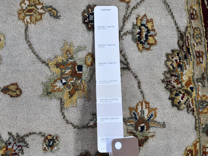 4'0" x 6'0" New Hand Knotted Ivory Wool & Silk Rectangle Oriental Rug - MOA10266779