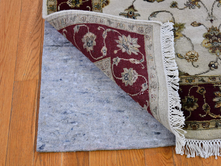 4'0" x 6'0" New Hand Knotted Ivory Wool & Silk Rectangle Oriental Rug - MOA10266779