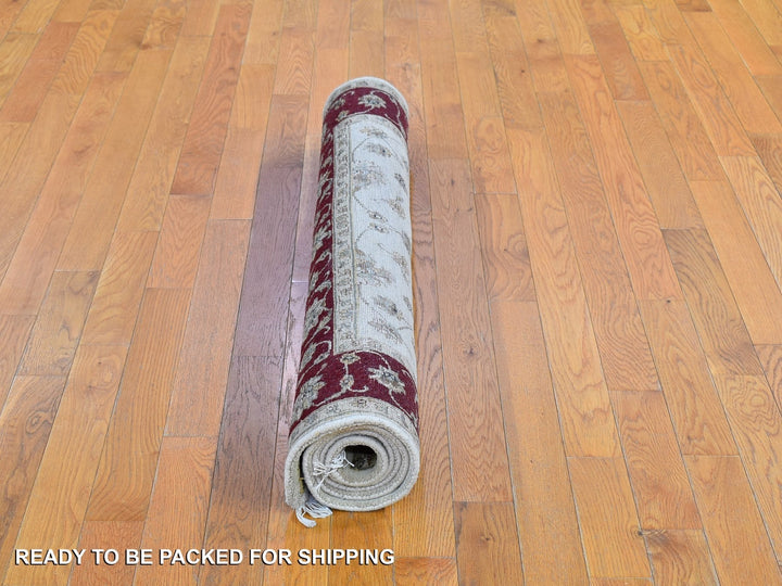 4'0" x 6'0" New Hand Knotted Ivory Wool & Silk Rectangle Oriental Rug - MOA10266779