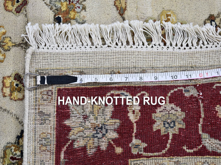 4'0" x 6'0" New Hand Knotted Ivory Wool & Silk Rectangle Oriental Rug - MOA10266779