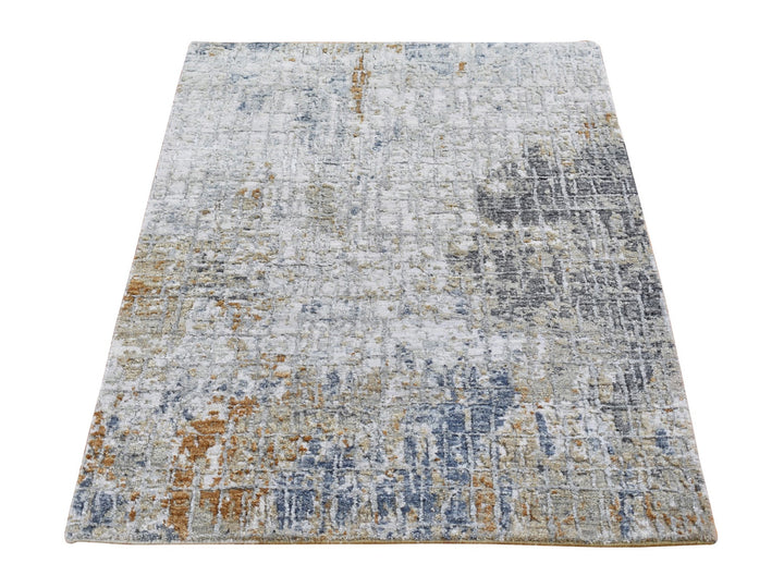 2'6" x 4'1" New Hand Knotted Grey Wool Rectangle Oriental Rug - MOA10266791
