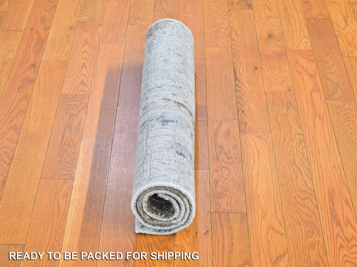 2'6" x 4'1" New Hand Knotted Grey Wool Rectangle Oriental Rug - MOA10266791