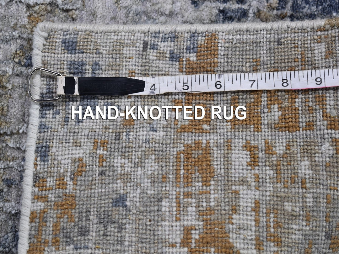 2'6" x 4'1" New Hand Knotted Grey Wool Rectangle Oriental Rug - MOA10266791