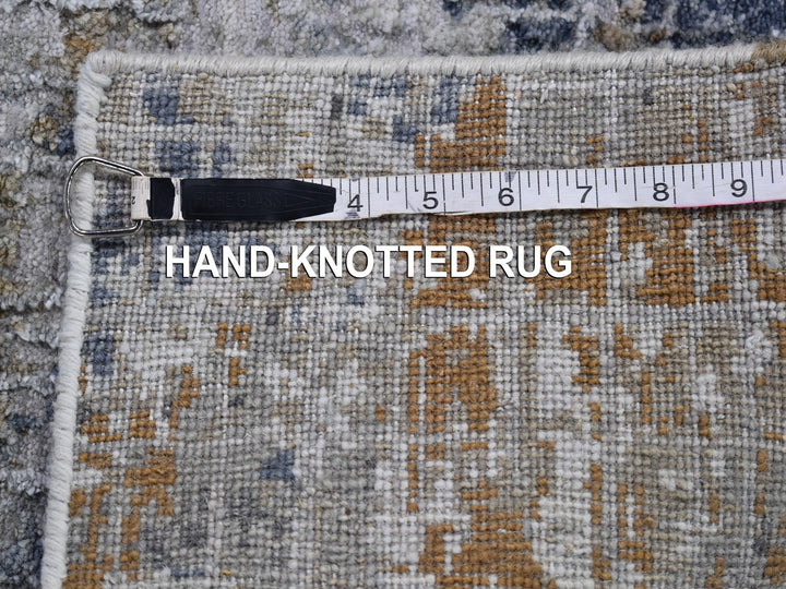 2'6" x 4'1" New Hand Knotted Grey Wool Rectangle Oriental Rug - MOA10266791