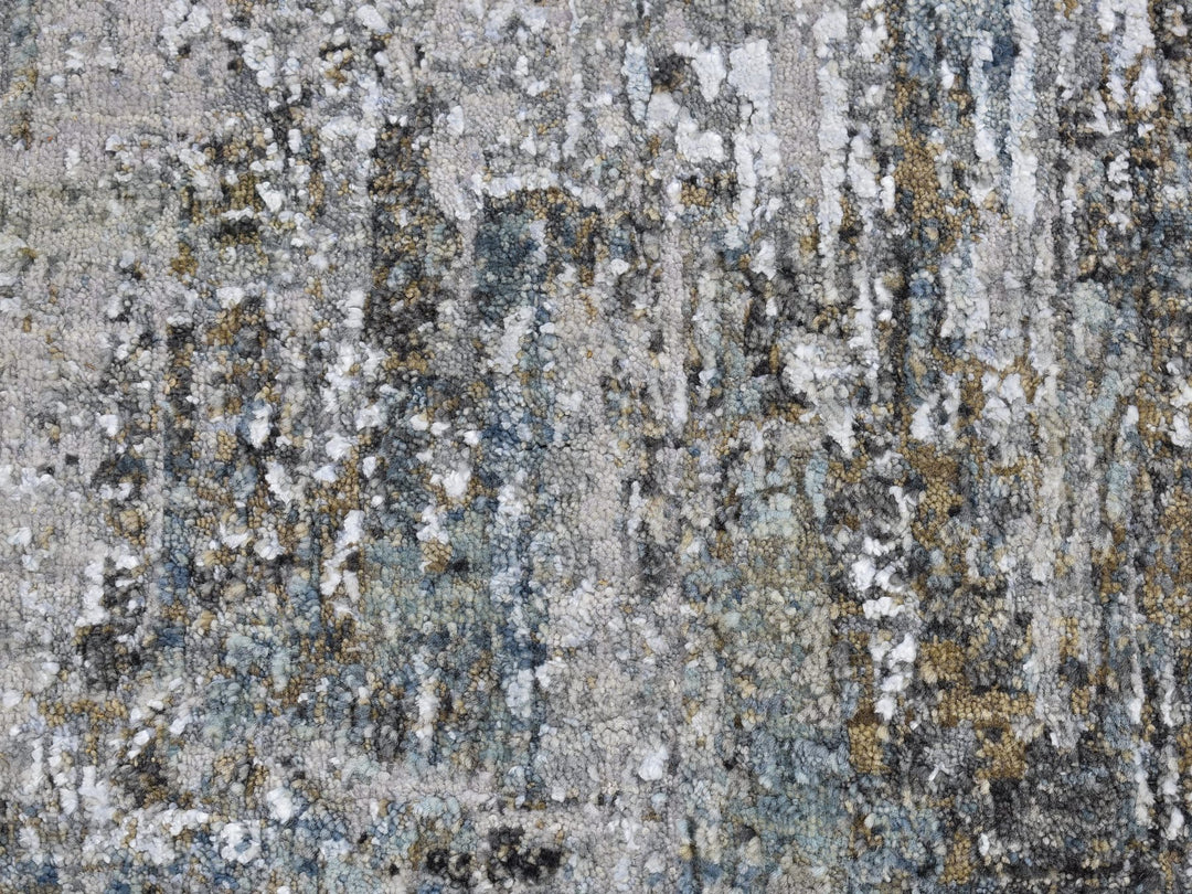 2'6" x 4'4" New Hand Knotted Blue Wool Rectangle Oriental Rug - MOA10266794