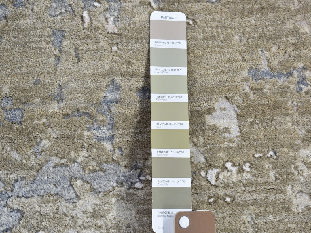 3'0" x 5'3" New Hand Knotted Grey Wool & Silk Rectangle Oriental Rug - MOA10266796