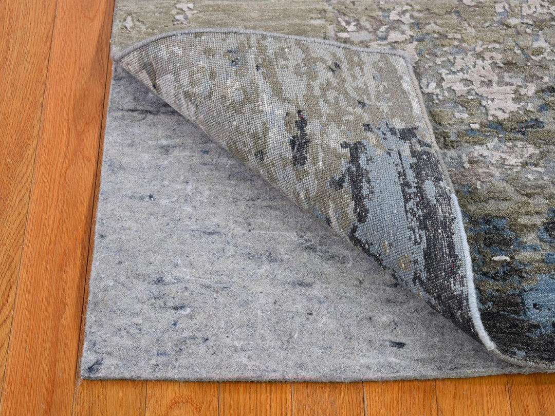 3'0" x 5'3" New Hand Knotted Grey Wool & Silk Rectangle Oriental Rug - MOA10266796