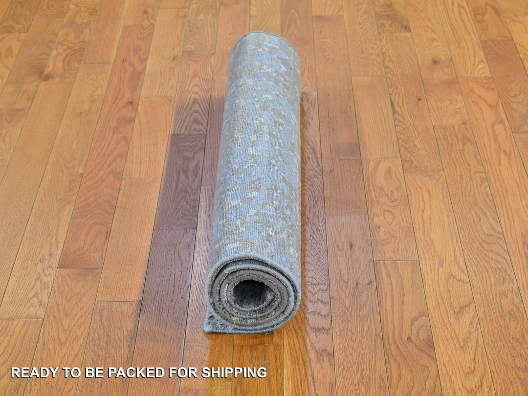 3'0" x 5'3" New Hand Knotted Grey Wool & Silk Rectangle Oriental Rug - MOA10266796