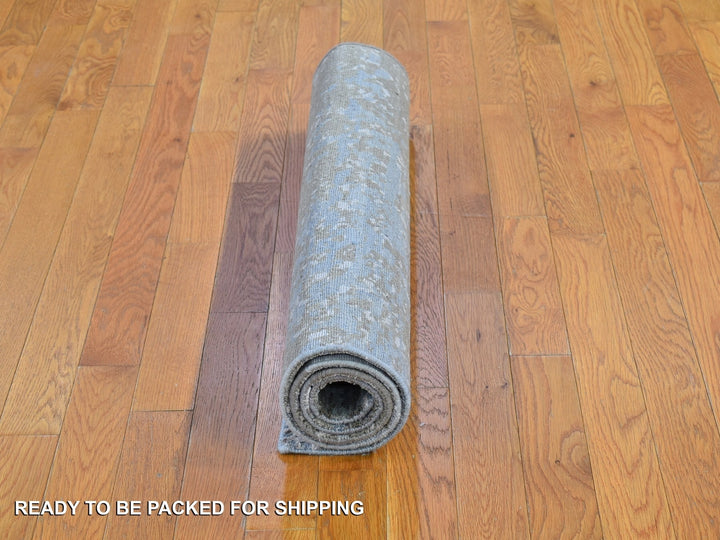 3'0" x 5'3" New Hand Knotted Grey Wool & Silk Rectangle Oriental Rug - MOA10266796