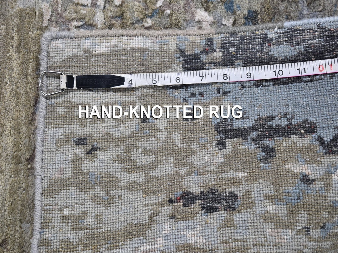 3'0" x 5'3" New Hand Knotted Grey Wool & Silk Rectangle Oriental Rug - MOA10266796