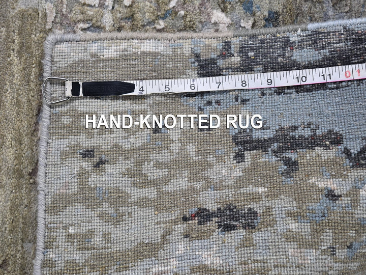 3'0" x 5'3" New Hand Knotted Grey Wool & Silk Rectangle Oriental Rug - MOA10266796