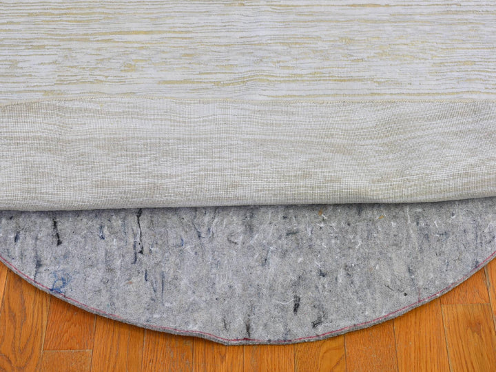 12'0" x 12'0" New Hand Knotted Ivory Wool & Silk Round Oriental Rug - MOA10266798