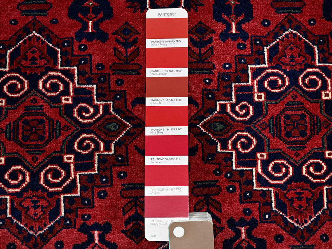 3'10" x 5'11" New Hand Knotted Red Wool Rectangle Oriental Rug - MOA102667