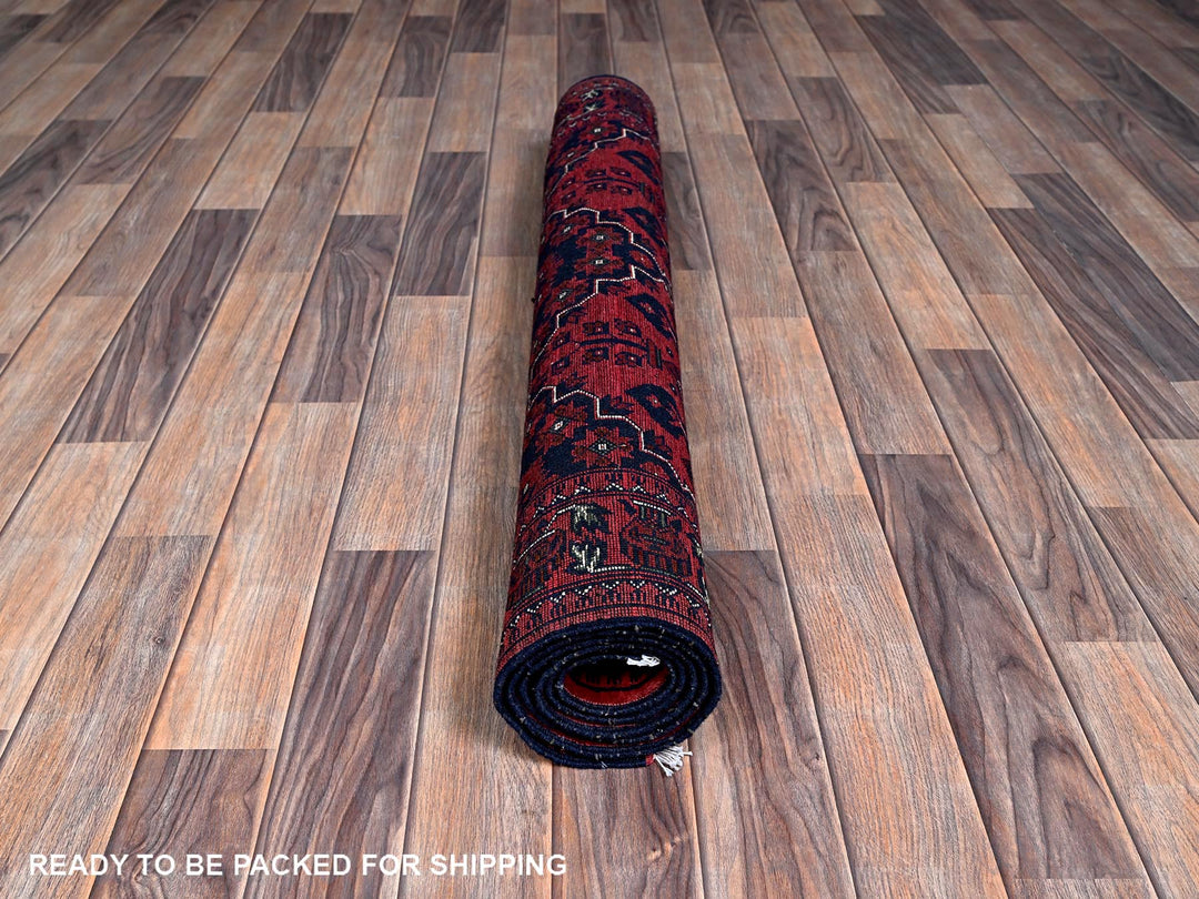 3'10" x 5'11" New Hand Knotted Red Wool Rectangle Oriental Rug - MOA102667