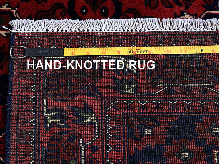 3'10" x 5'11" New Hand Knotted Red Wool Rectangle Oriental Rug - MOA102667