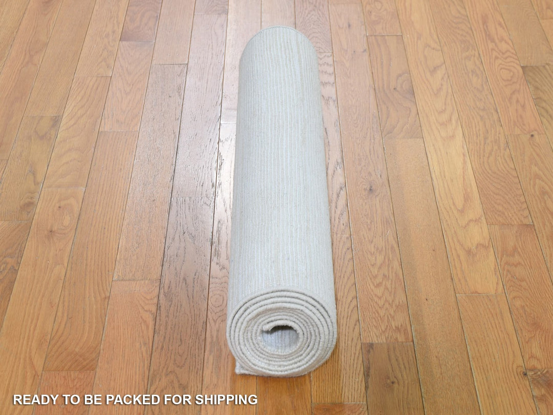 2'6" x 12'0" New Hand Knotted Ivory Wool & Silk Runner Oriental Rug - MOA10266806