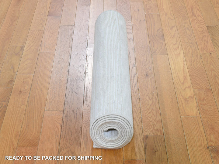 2'6" x 12'0" New Hand Knotted Ivory Wool & Silk Runner Oriental Rug - MOA10266806