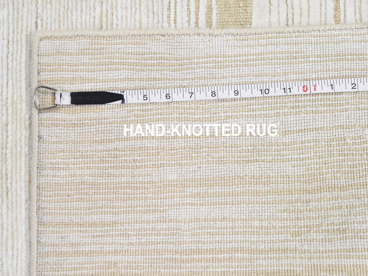 2'6" x 12'0" New Hand Knotted Ivory Wool & Silk Runner Oriental Rug - MOA10266806