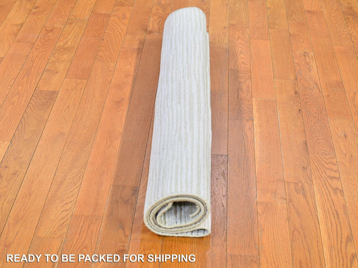 4'3" x 6'1" New Hand Knotted Ivory Wool & Silk Rectangle Oriental Rug - MOA10266808