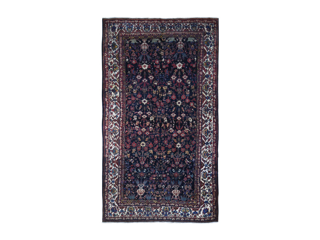 7'2" x 13'1" Vintage Hand Knotted Blue Wool Rectangle Oriental Rug - MOA10266809