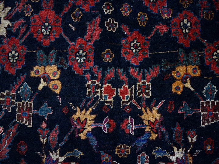 7'2" x 13'1" Vintage Hand Knotted Blue Wool Rectangle Oriental Rug - MOA10266809