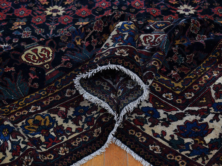 7'2" x 13'1" Vintage Hand Knotted Blue Wool Rectangle Oriental Rug - MOA10266809