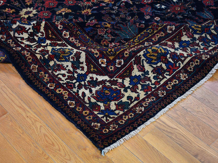 7'2" x 13'1" Vintage Hand Knotted Blue Wool Rectangle Oriental Rug - MOA10266809