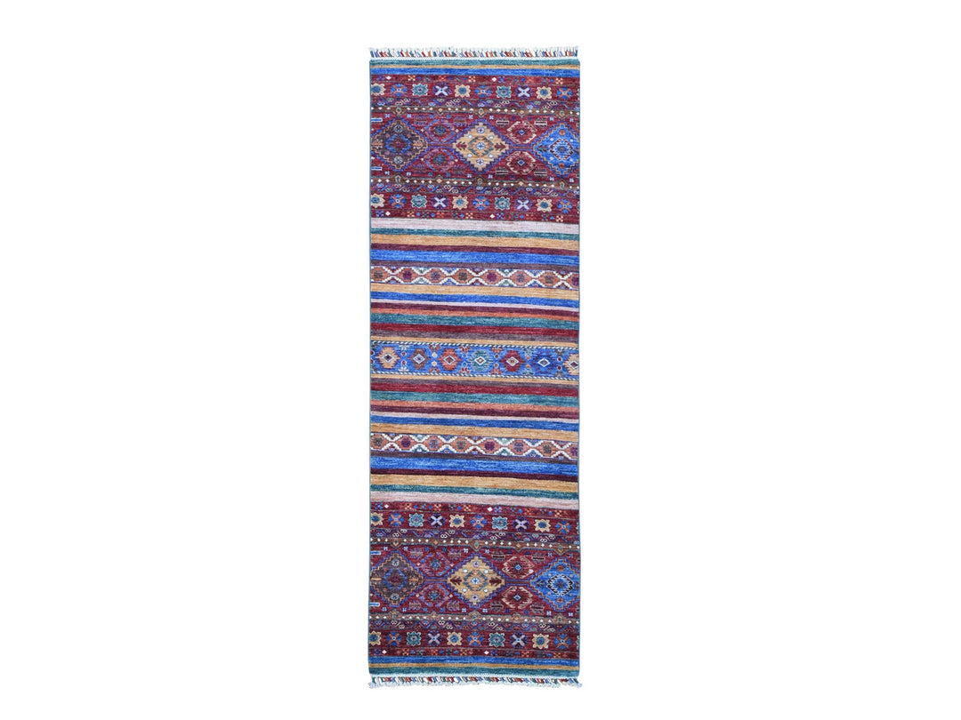 2'8" x 8'3" New Hand Knotted Red Wool Runner Oriental Rug - MOA10266828