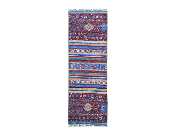 2'8" x 8'3" New Hand Knotted Red Wool Runner Oriental Rug - MOA10266828
