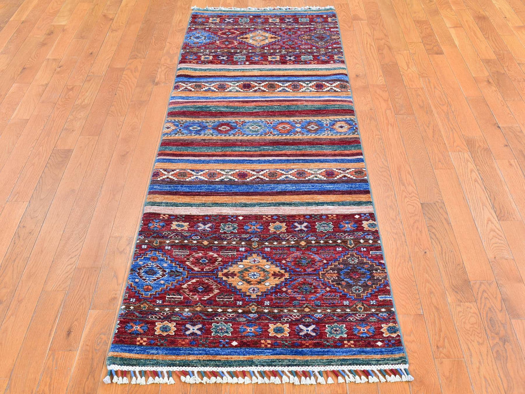2'8" x 8'3" New Hand Knotted Red Wool Runner Oriental Rug - MOA10266828