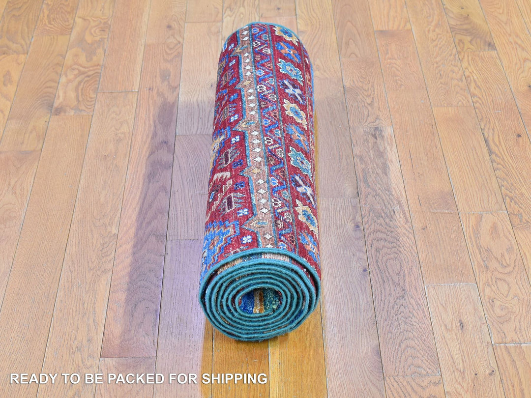 2'8" x 8'3" New Hand Knotted Red Wool Runner Oriental Rug - MOA10266828