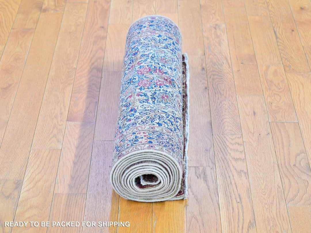 2'8" x 11'6" Vintage Hand Knotted Ivory Wool Runner Oriental Rug - MOA10266840