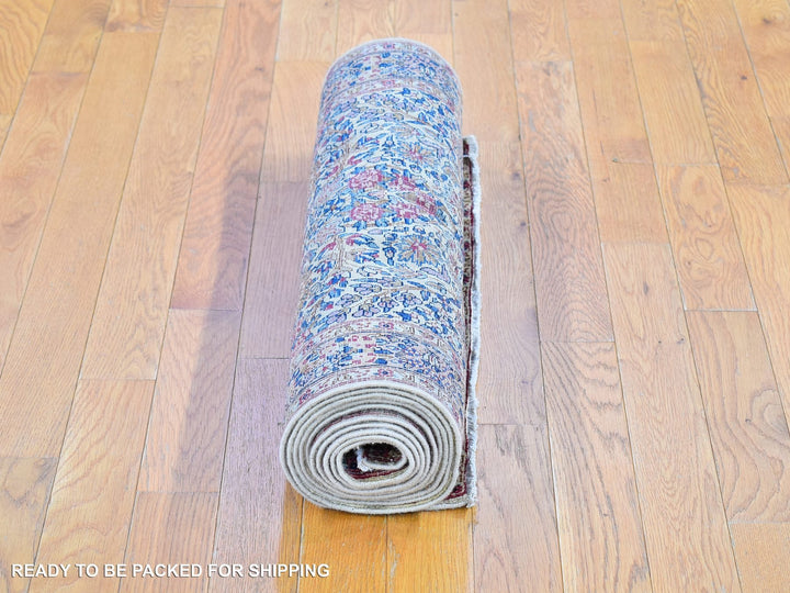 2'8" x 11'6" Vintage Hand Knotted Ivory Wool Runner Oriental Rug - MOA10266840