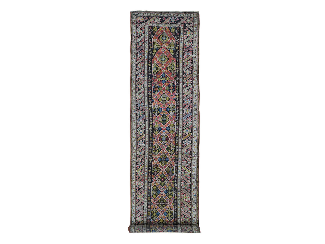 3'1" x 14'3" Vintage Hand Knotted Pink Wool Runner Oriental Rug - MOA10266842