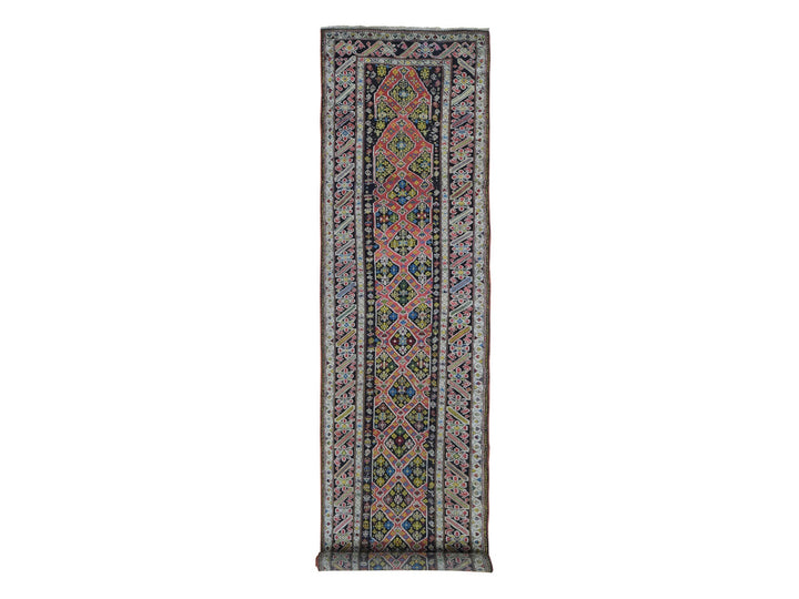 3'1" x 14'3" Vintage Hand Knotted Pink Wool Runner Oriental Rug - MOA10266842