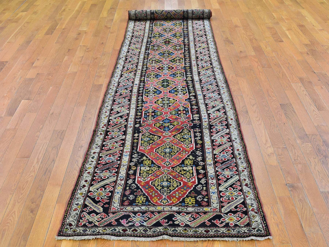 3'1" x 14'3" Vintage Hand Knotted Pink Wool Runner Oriental Rug - MOA10266842