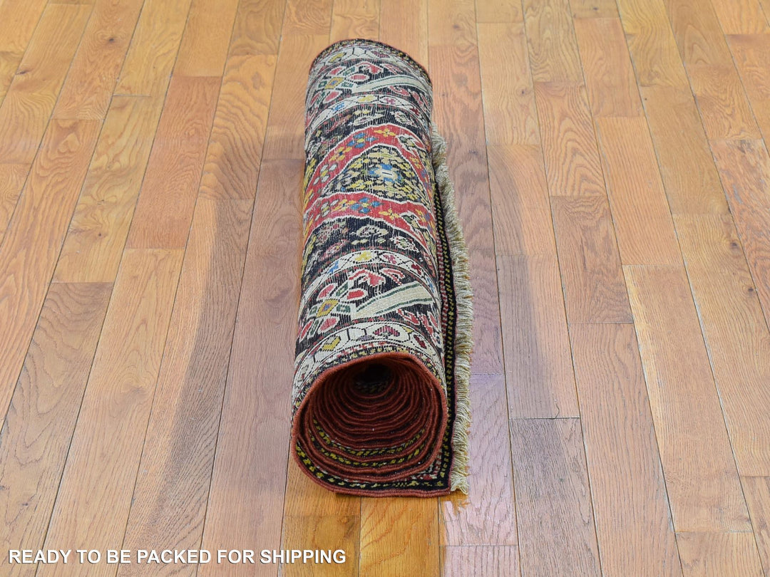 3'1" x 14'3" Vintage Hand Knotted Pink Wool Runner Oriental Rug - MOA10266842