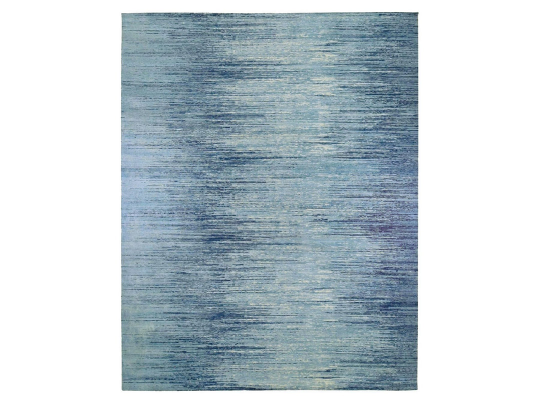 14'1" x 18'0" New Hand Knotted Blue Wool Rectangle Oriental Rug - MOA10266847