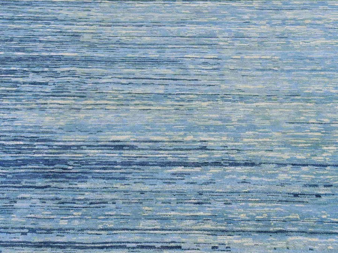 14'1" x 18'0" New Hand Knotted Blue Wool Rectangle Oriental Rug - MOA10266847